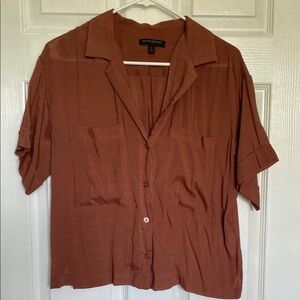 Banana Republic Oversized Boxy Button Down Shirt in Rust